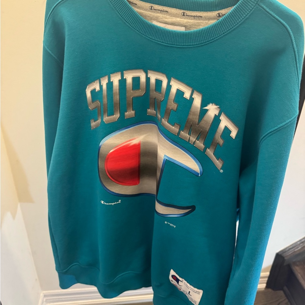 Supreme x Champion Crewneck (Teal, Blue, silver)